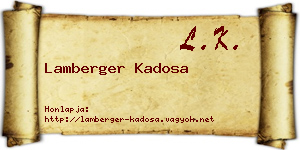 Lamberger Kadosa névjegykártya